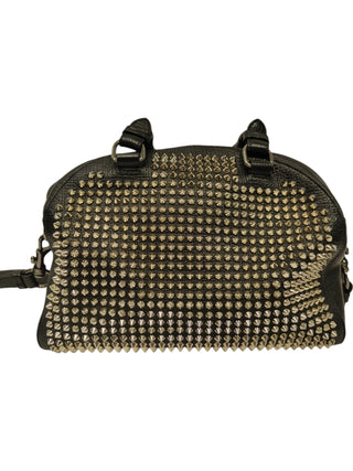 Black Panettone Spiked Bowler Bag With Silver Spikes