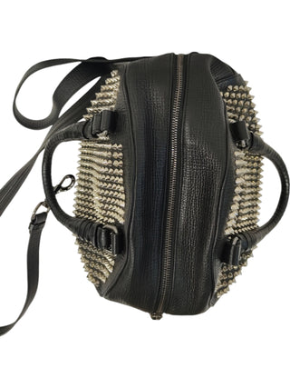 Black Panettone Spiked Bowler Bag With Silver Spikes