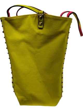 Neon Yellow And Pink Rockstud Reversible Shoulder Canvas Tote Bag