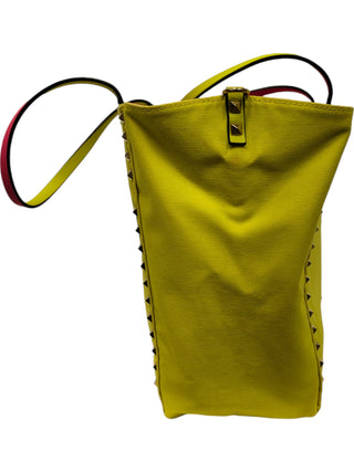 Neon Yellow And Pink Rockstud Reversible Shoulder Canvas Tote Bag