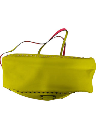 Neon Yellow And Pink Rockstud Reversible Shoulder Canvas Tote Bag