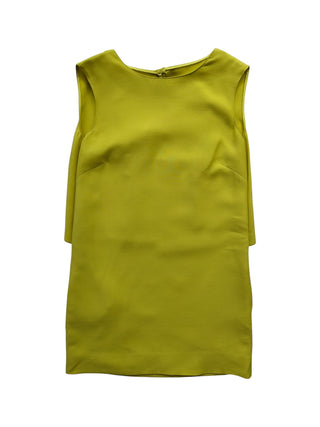 Mustard Yellow Sleeveless Round Neck Dress With Open Back