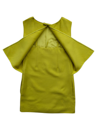 Mustard Yellow Sleeveless Round Neck Dress With Open Back