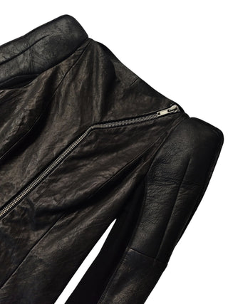 Black Zip Up Leather Jacket With Iconic Pagoda Shoulders