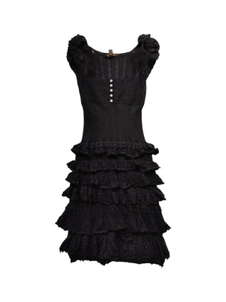 Black Dress With Ruffles Front