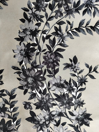 Beige And Black Floral Print Zip Up Jacket