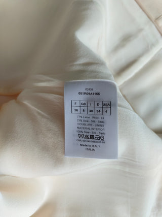 Creme V-Neck Dress With 2 Side Pockets