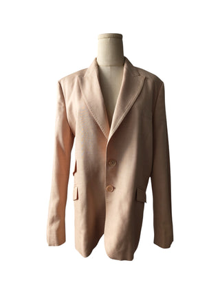 Salmon Pink Viscose And Linen 2 Button Single Breasted Blazer