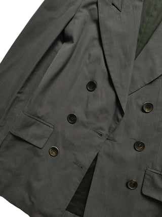 Dark Grey Lightly Striped Double Breasted Blazer