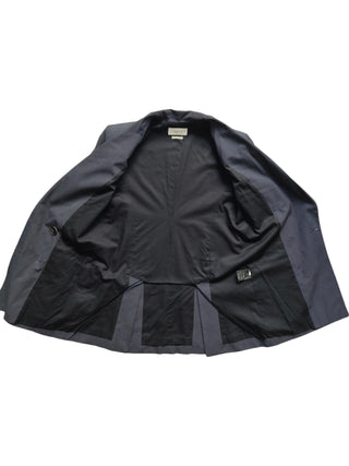 Dark Grey Lightly Striped Double Breasted Blazer