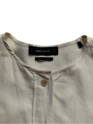 Creme Cotton Round Neck Blouse