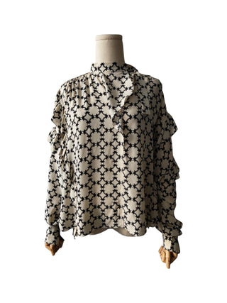 Beige Overall Printed Silk Shirt