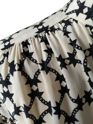 Beige Overall Printed Silk Shirt