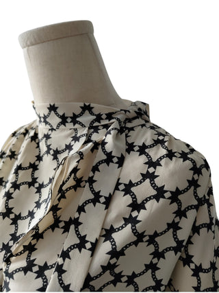 Beige Overall Printed Silk Shirt