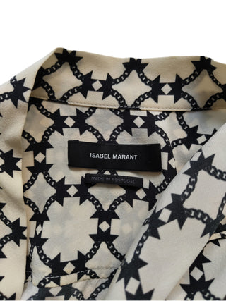 Beige Overall Printed Silk Shirt