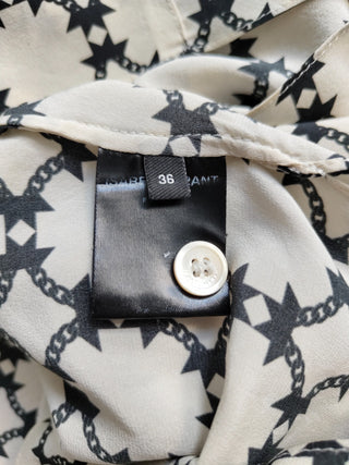 Beige Overall Printed Silk Shirt