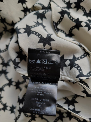 Beige Overall Printed Silk Shirt