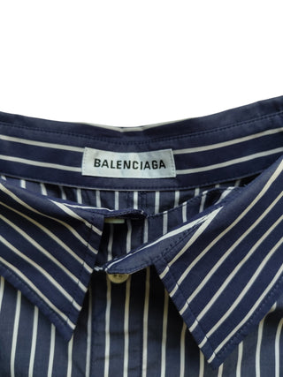 Blue And White Striped Shirt Dress With 2 Side Pockets