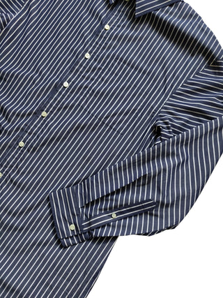 Blue And White Striped Shirt Dress With 2 Side Pockets