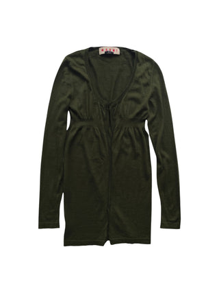 Olive Green Cashmere Open Cardigan