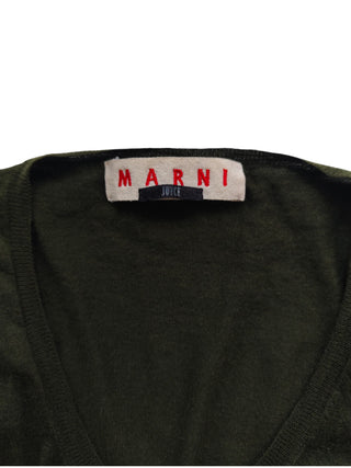 Olive Green Cashmere Open Cardigan