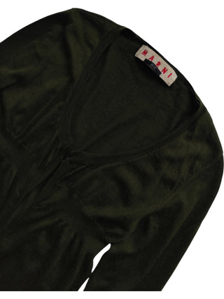 Olive Green Cashmere Open Cardigan