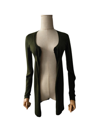Olive Green Cashmere Open Cardigan