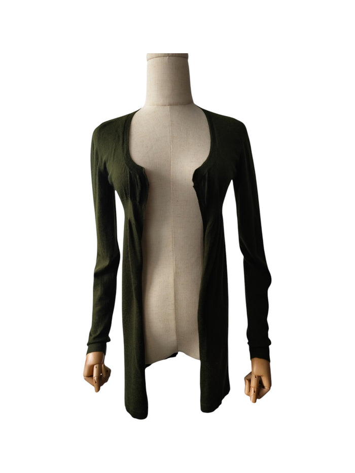 Olive Green Cashmere Open Cardigan