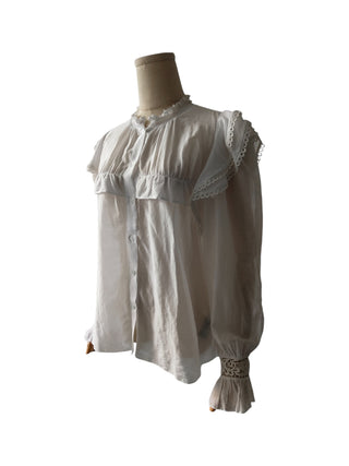 White Cotton Laced Poplin Shirt
