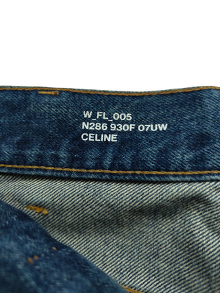 Washed Blue Straight Leg Jeans With Logo Chain On Waist