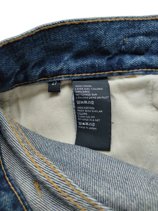 Washed Blue Straight Leg Jeans With Logo Chain On Waist