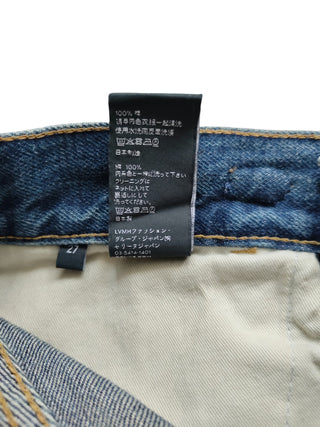 Washed Blue Straight Leg Jeans With Logo Chain On Waist