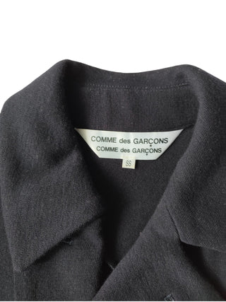 Dark Navy Short Sleeved Asymmetric Wool Short Jacket