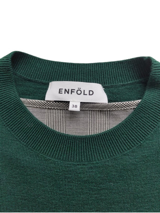 Enfold Green And Checkered Pleated Dress