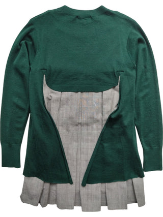 Enfold Green And Checkered Pleated Dress