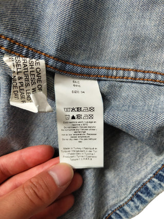 Washed Denim Long Sleeves Dress With Logo Embossed Buttons