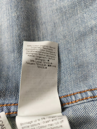 Washed Denim Long Sleeves Dress With Logo Embossed Buttons