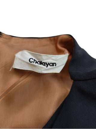 Chalayan Navy Blue And Salmon Color Long Dress