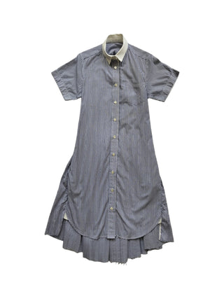 Blue Striped Shirt Dress With Open Back