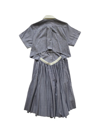 Blue Striped Shirt Dress With Open Back