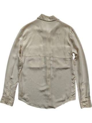 Creme Color Silk Shirt With Sheer Back