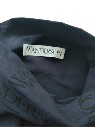 Navy Blue Crew Neck Cotton Top With Overall Logo Pattern