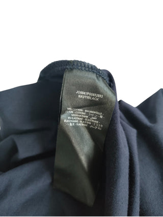 Navy Blue Crew Neck Cotton Top With Overall Logo Pattern