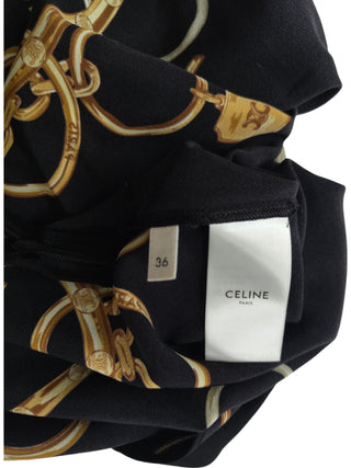 Black Silk Over The Knee Skirt With Signature Celine Chain Graphics