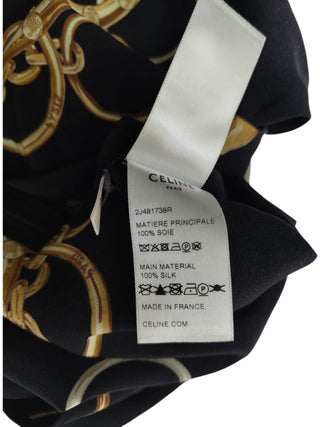 Black Silk Over The Knee Skirt With Signature Celine Chain Graphics