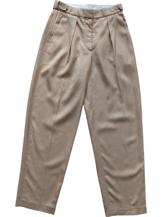 Salmon Pink Linen And Viscose Straight Leg Pants