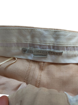Salmon Pink Linen And Viscose Straight Leg Pants