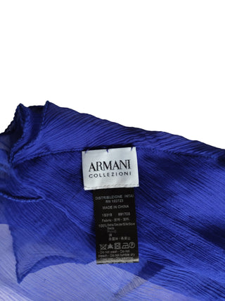 Royal Blue Silk Scarf With 3 Layer Ruffle Finishing