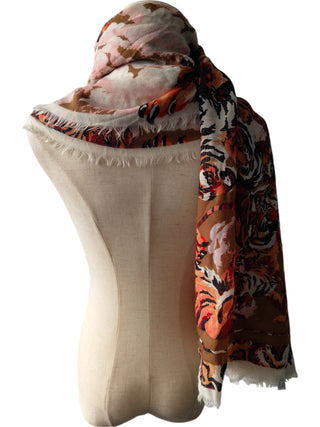 Tiger Print Wool Scarf