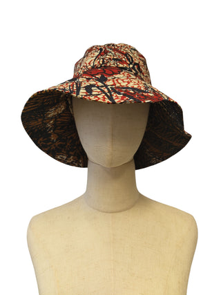 Reversible Overall Print Cotton Bucket Hat With Gold Embossed Logo